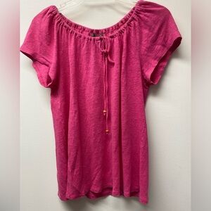Tommy Bahama Pink Linen Flowy Top Medium
